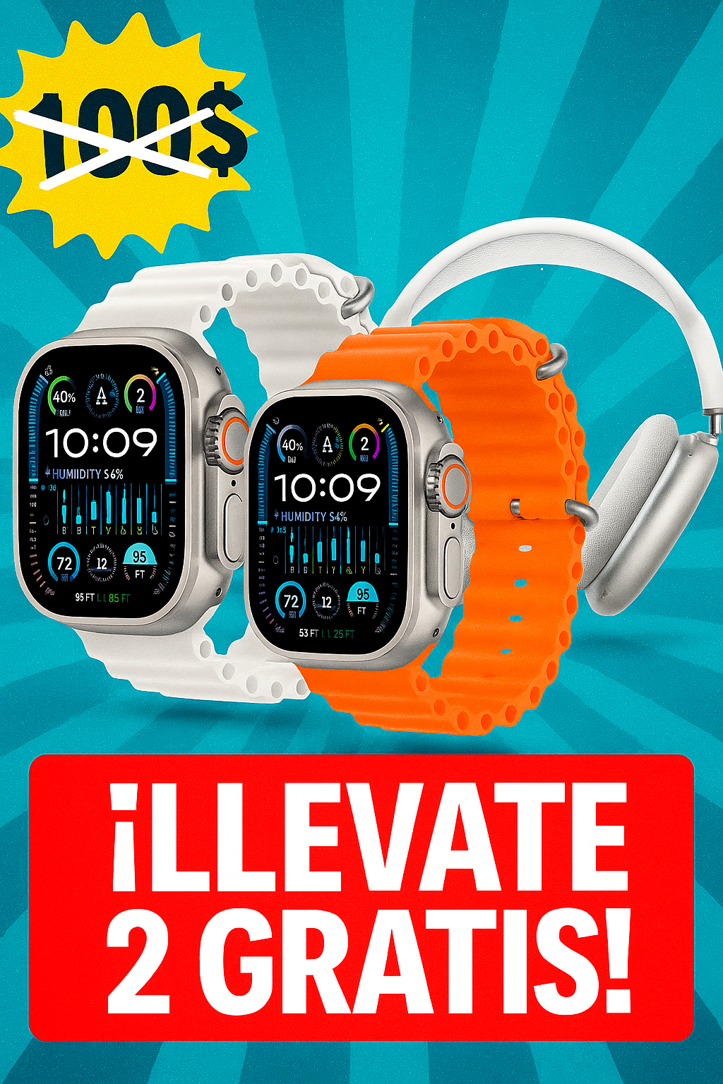 NOVOWATCH ULTRA™ 3X1 | 2 SmartWatch + 4 Correas + 1 Auriculares ProMax
